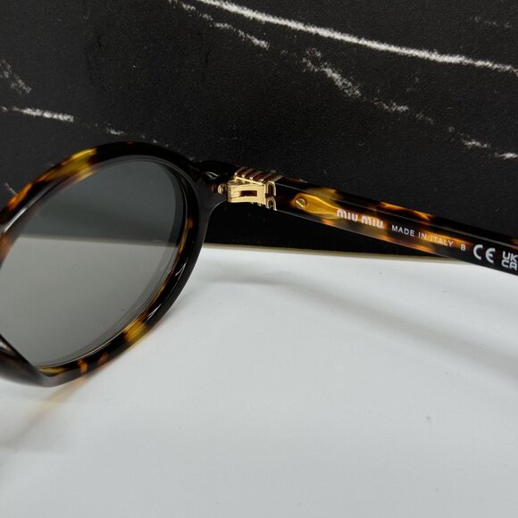 NEW MIU MIU MU04ZS OVAL HAVANA SILVER WOMEN SUNGLASSES MU04ZSF VAU07F main image 12